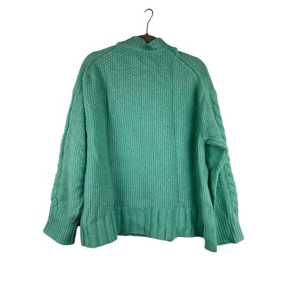 Everlane Women's XL Sweater Mint Green Alpaca & Merino Wool Blend Cable Knit - Picture 2 of 14